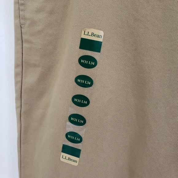 Sold! L.L. Bean Mens Chino Flannel Lined Pants Khaki Natural Fit Plain Front - Picture 5 of 7